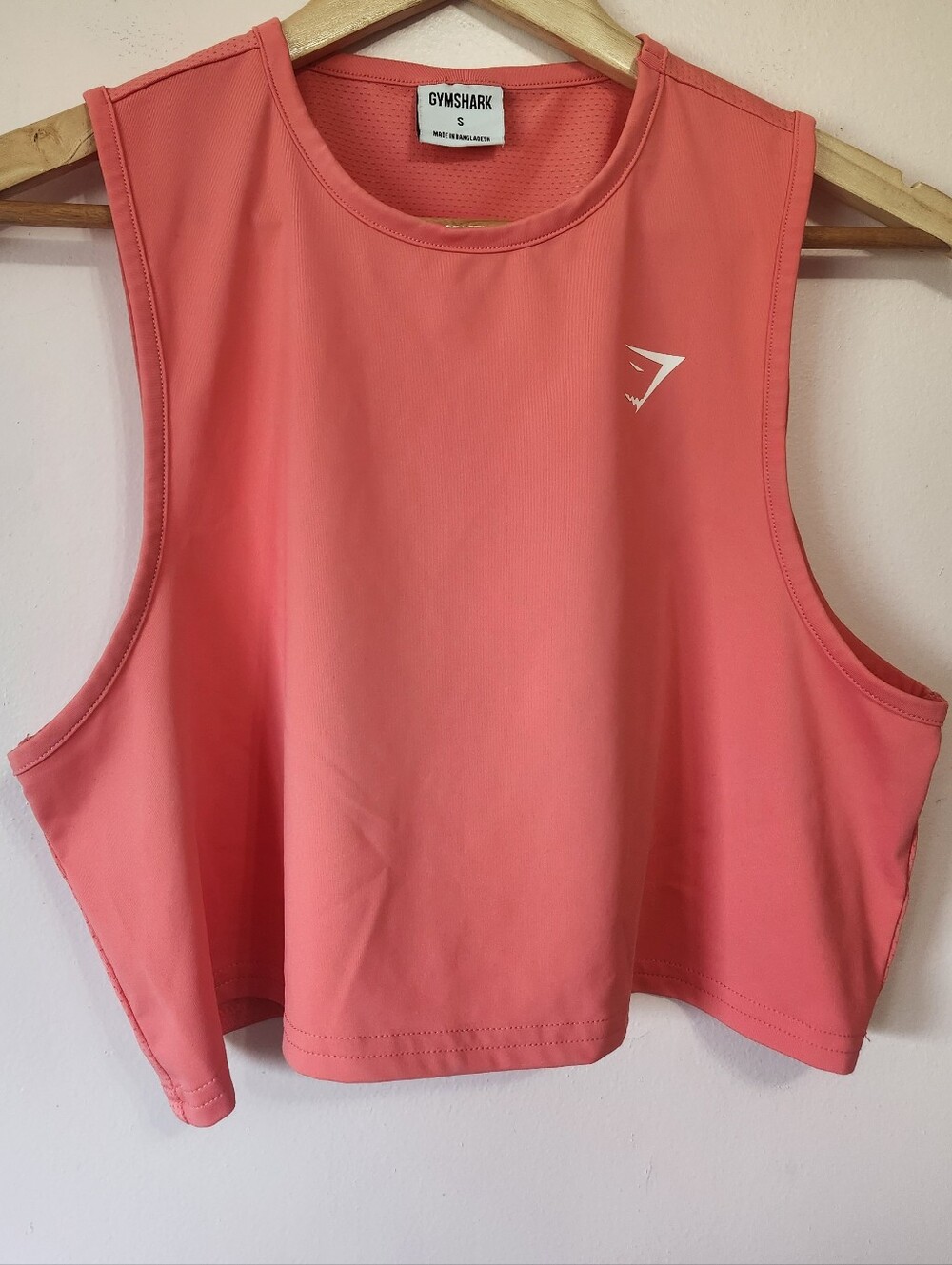 Gymshark B1A5J Bright Coral Mesh Back Boxy Training Crop Tank Top Size S